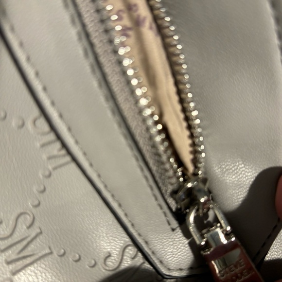 STEVE MADDEN Monogrammed SM vegan Leather Backpack Top Handle Bag Lined Grey - Picture 10 of 12